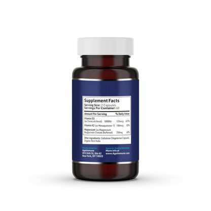 Suplemento de magnesio glicinato con vitaminas D3 y K2 para huesos y inmunidad