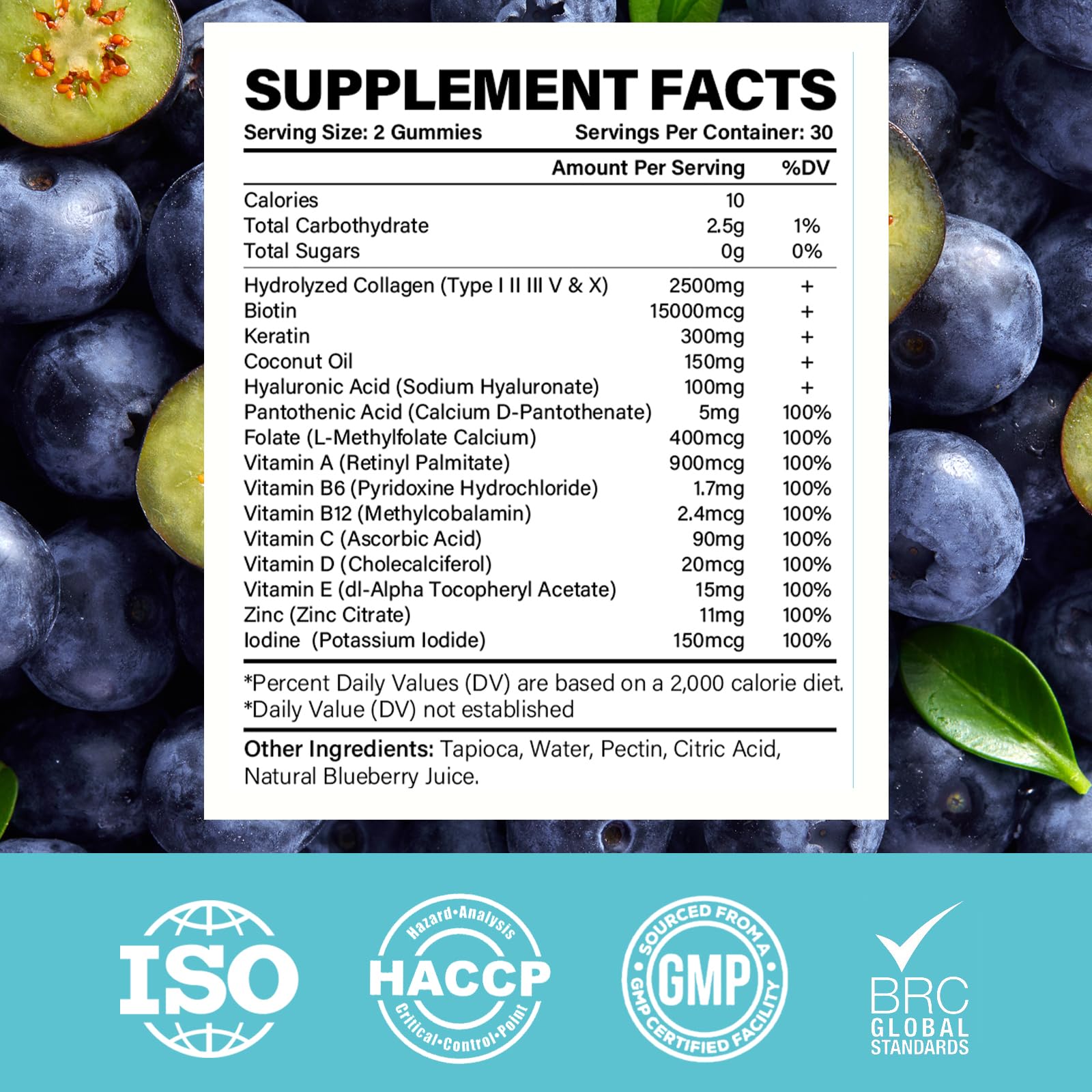 Suplemento masticable biotina 15000 mcg vitamina c zinc YMINGKJ