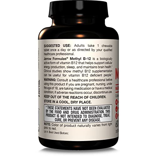 Suplemento masticable Jarrow Formulas B12 60 tabletas sabor cereza