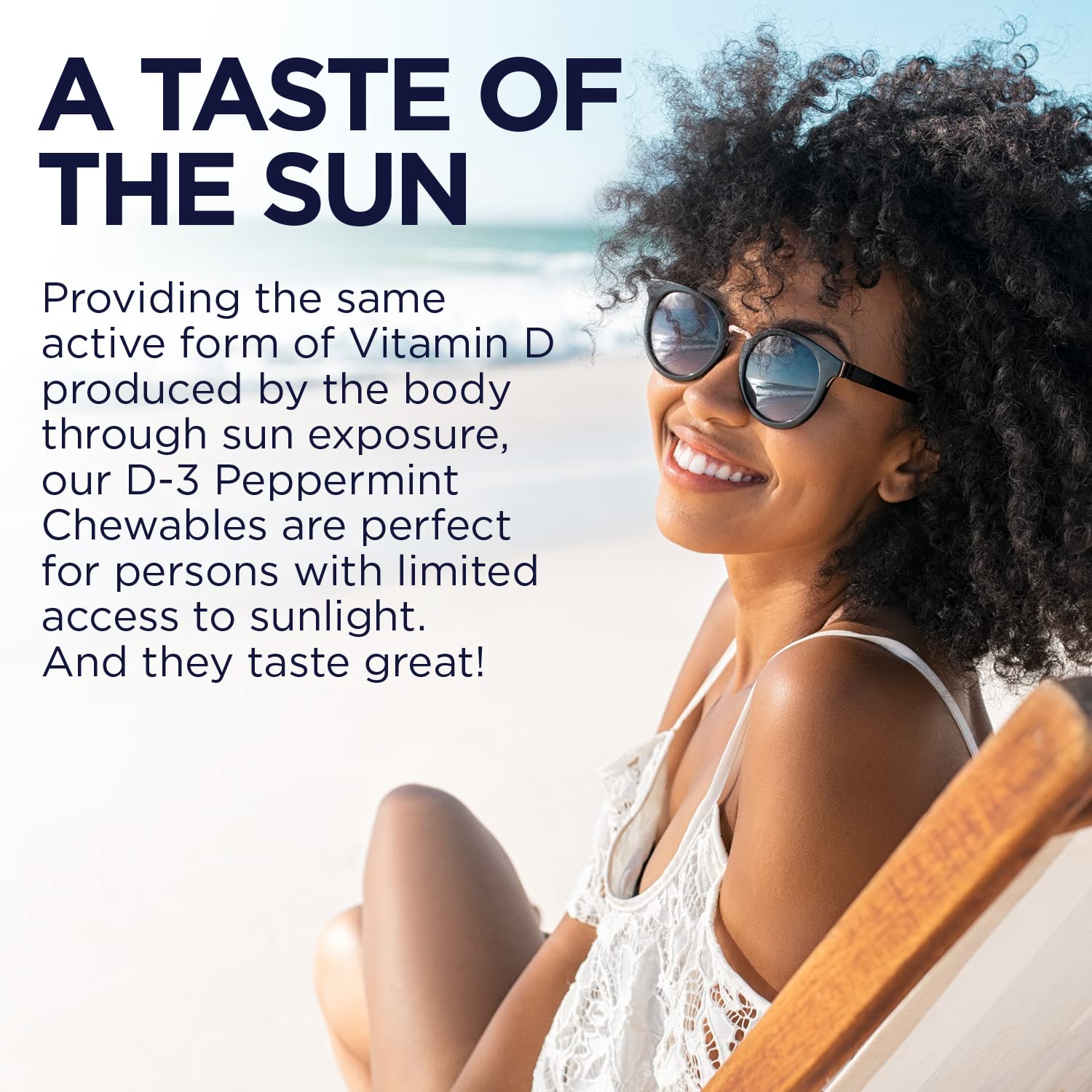 Suplemento masticable KAL Vitamina D3 1000 UI sabor menta