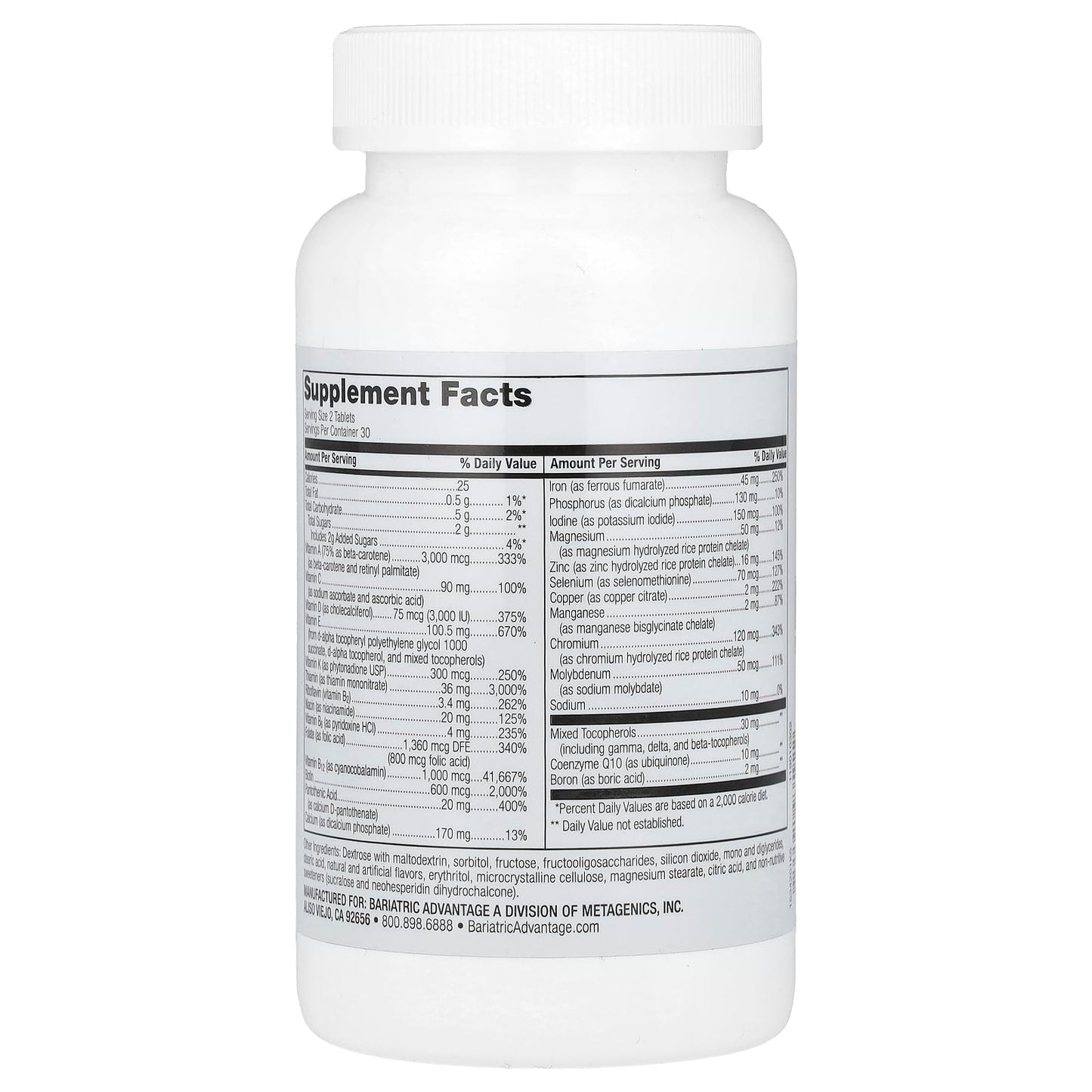 Suplemento masticable Bariatric con nutrientes clave