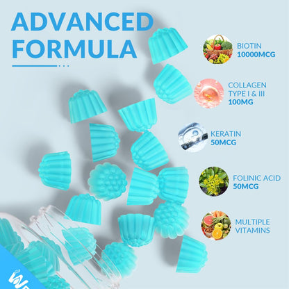 Suplemento masticable sin azúcar para cabello piel y uñas saludables