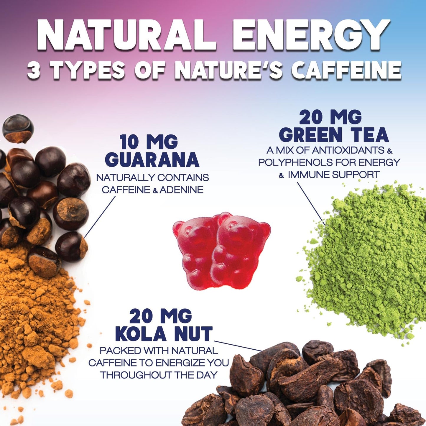 Suplemento masticable sin gluten con vitaminas para energía natural