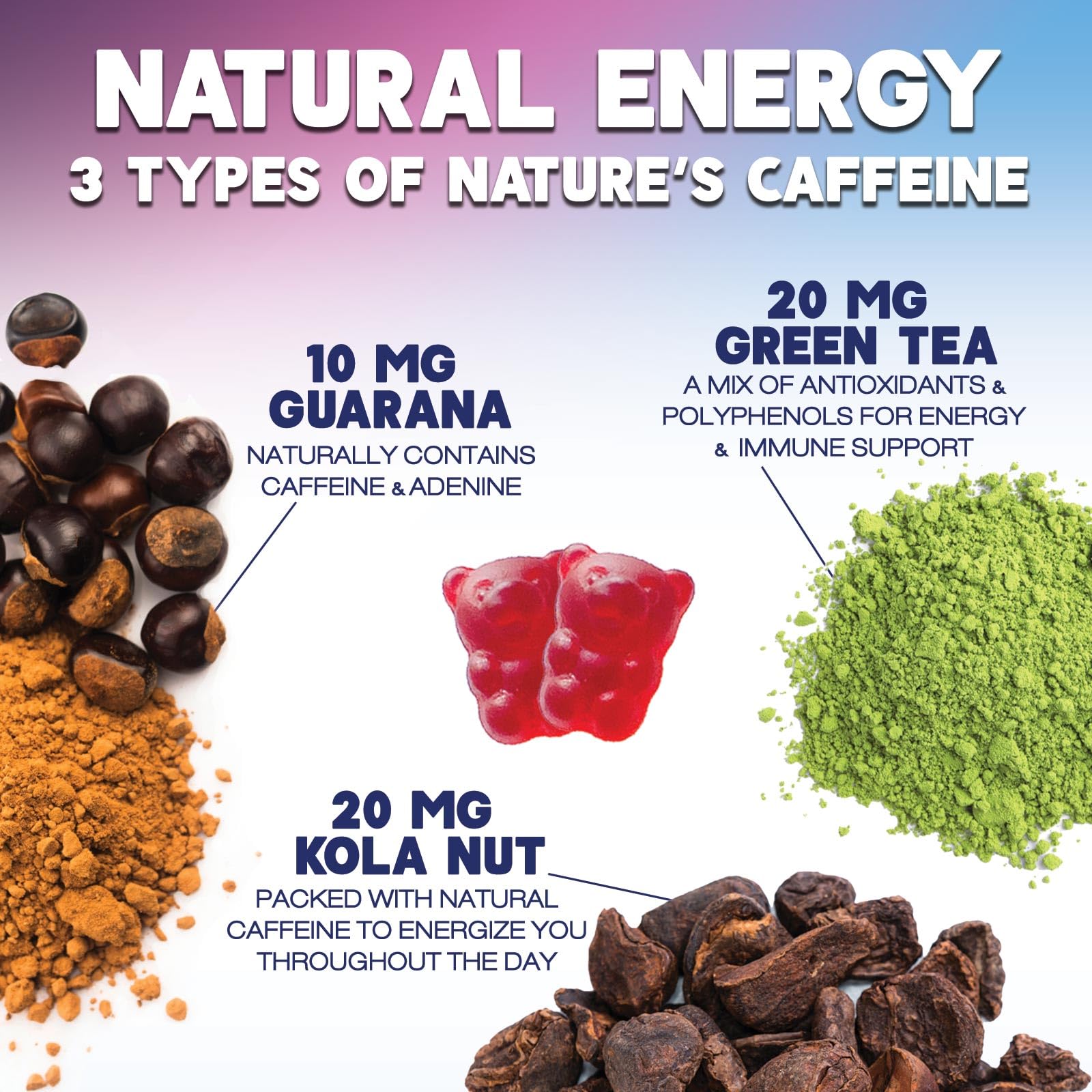 Suplemento masticable sin gluten con vitaminas para energía natural