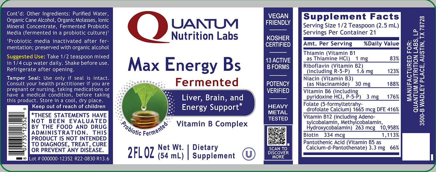 Suplemento Max Energy B Quantum Nutrition vitamina b gotas 2 fl oz