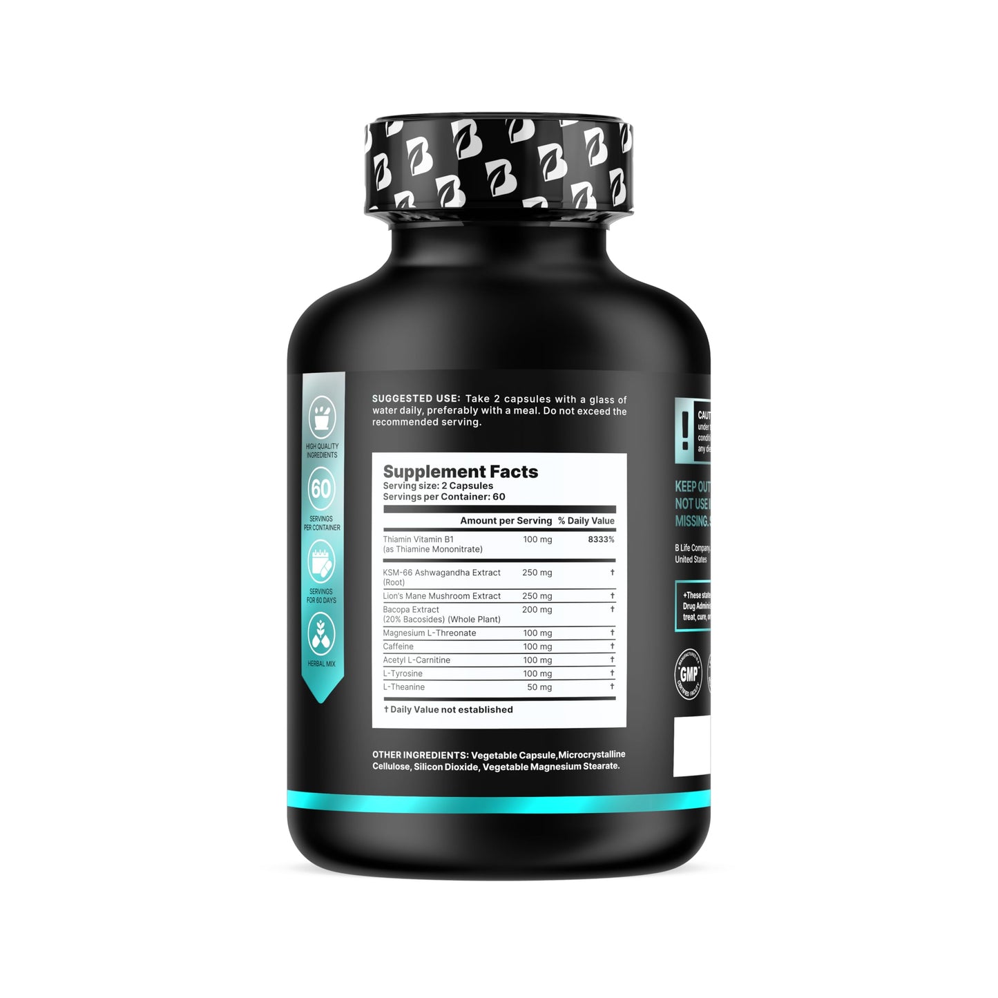 Suplemento natural para claridad mental con melena de león y ashwagandha