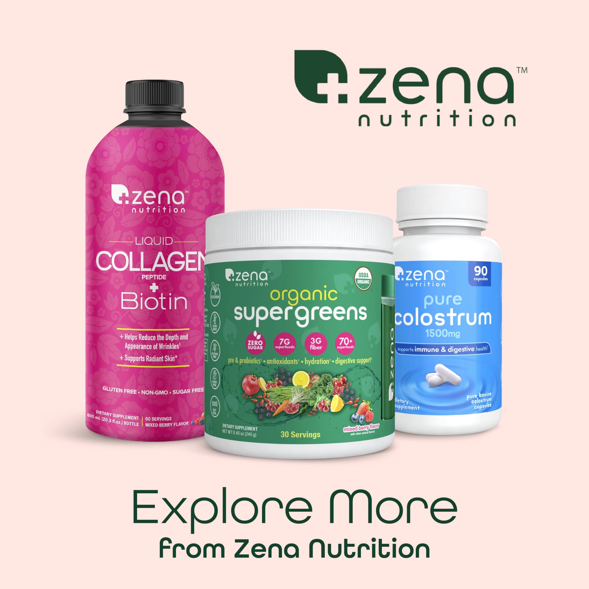 Suplemento mixto sabor berry colágeno y biotina Zena Fit