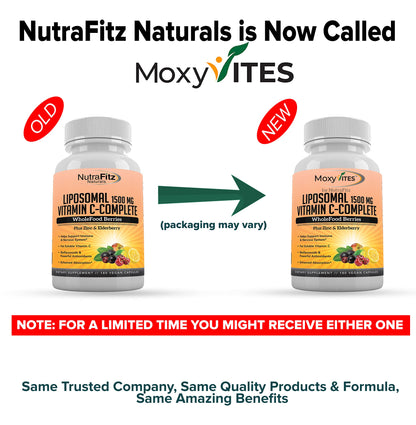 Suplemento MoxyVites vitamina C liposomal zinc extractos orgánicos