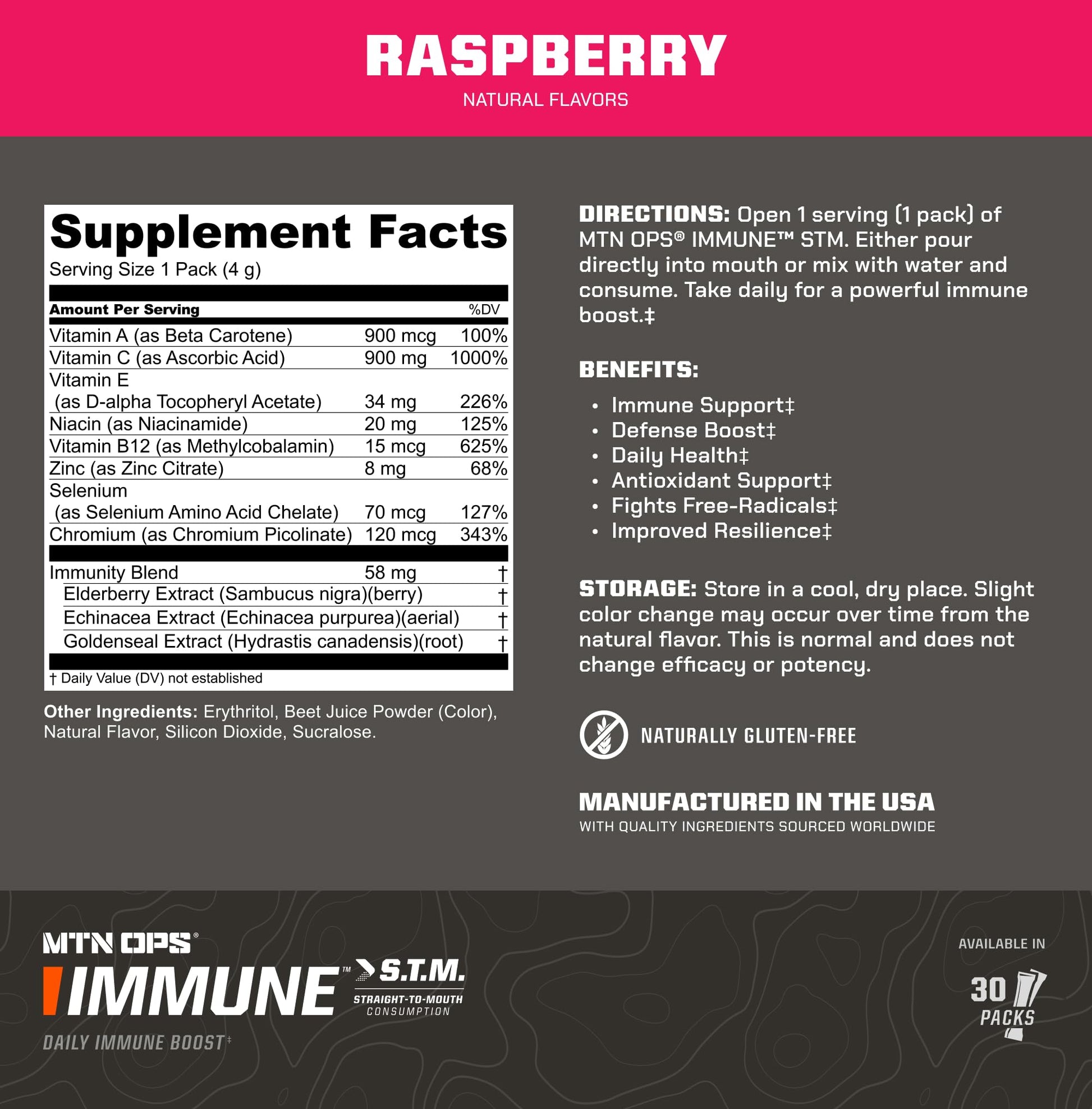 Suplemento MTN OPS Immune Gummmies y STM Powder