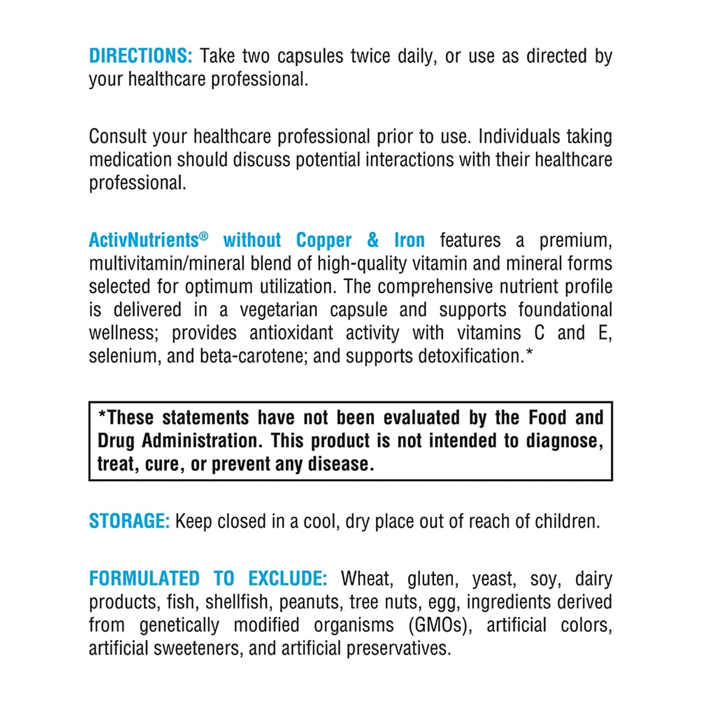 Suplemento multivitamínico ActivNutrients de Xymogen