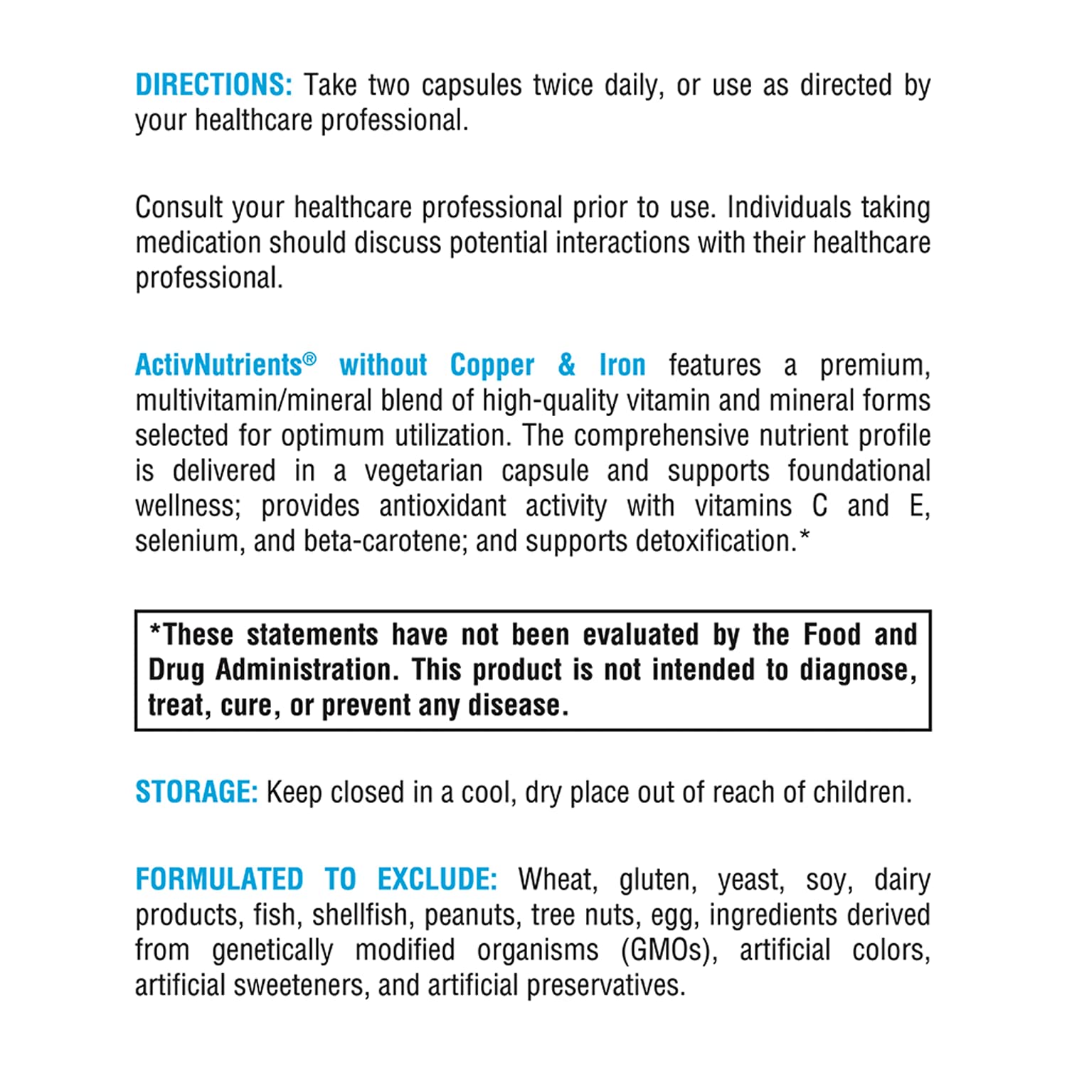 Suplemento multivitamínico ActivNutrients de Xymogen
