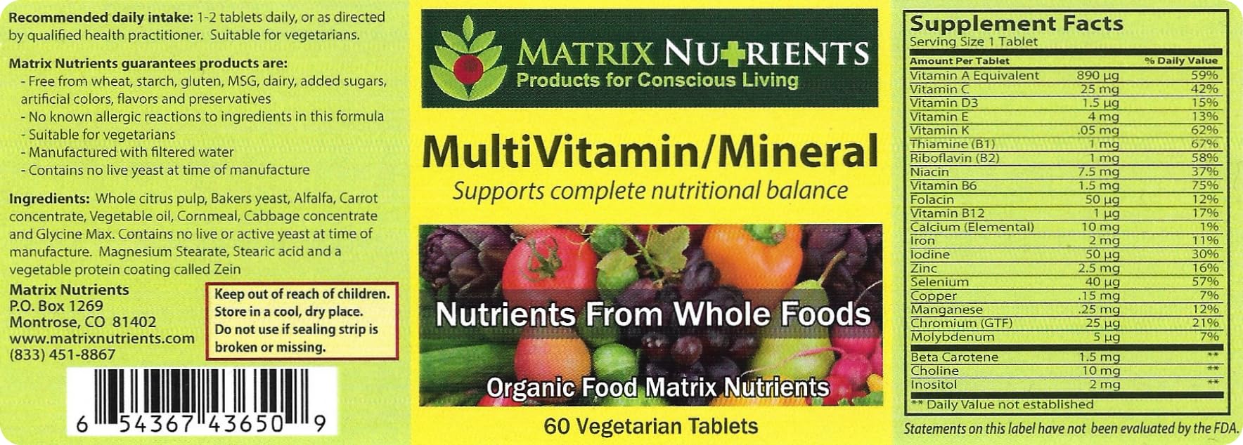 Suplemento Multivitamínico y Mineral de Alimentos Enteros