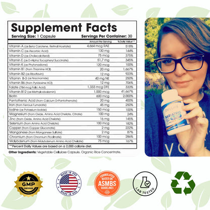 Tabla de suplementos del multivitamínico bariátrico con hierro