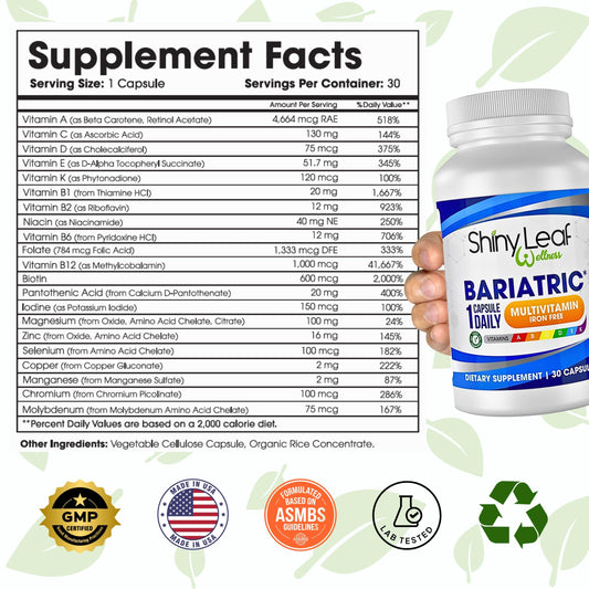 Tabla de suplementos del multivitamínico sin hierro