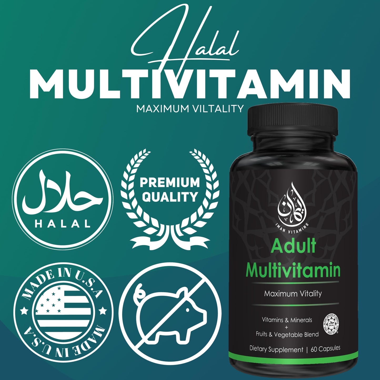 Suplemento multivitamínico con certificación Halal