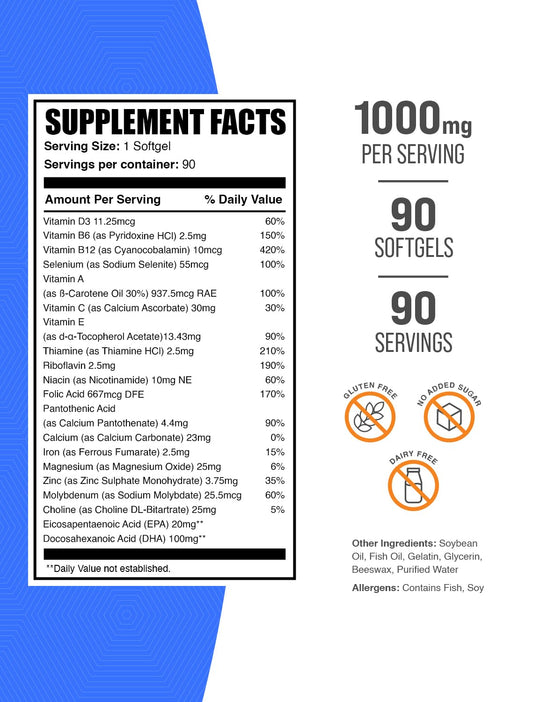 Suplemento multivitamínico con hierro sin gluten