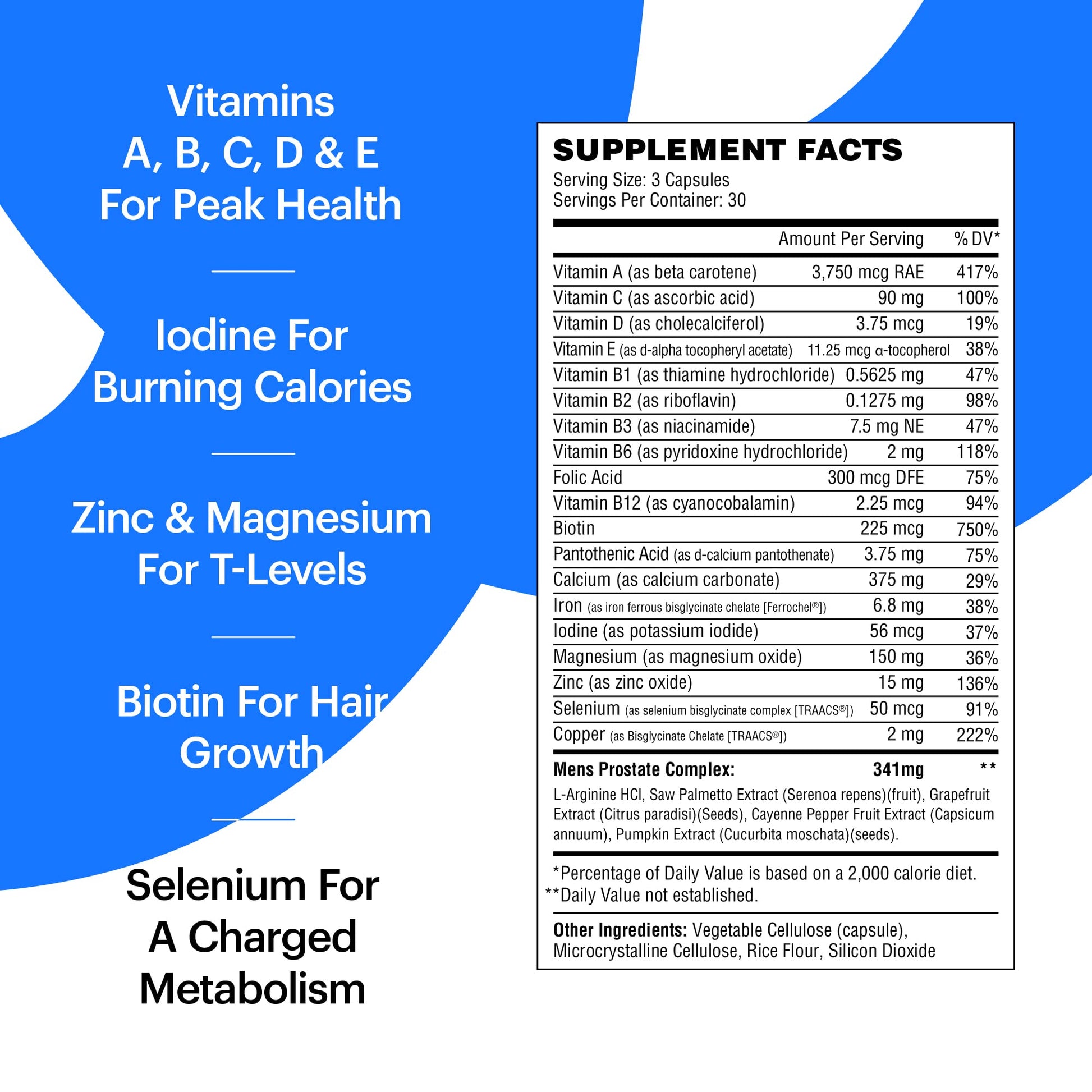 Suplemento multivitamínico para hombres Wellthy, detalles