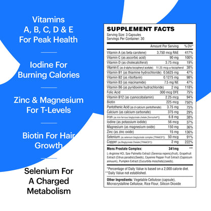 Suplemento multivitamínico para hombres Wellthy, detalles