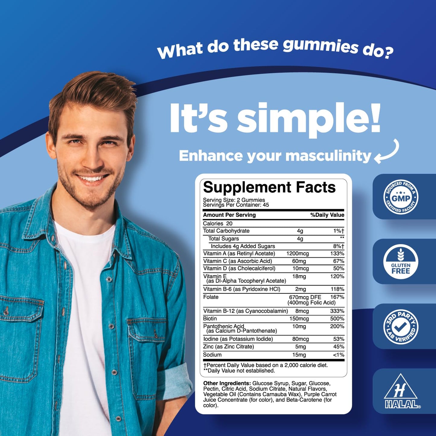 Suplemento multivitamínico para masculinidad