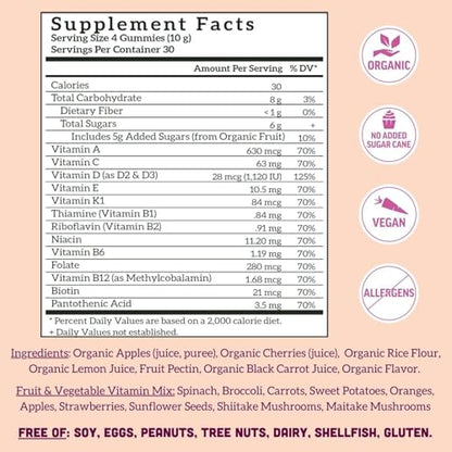 Suplemento multivitamínico masticable sin azúcar añadida