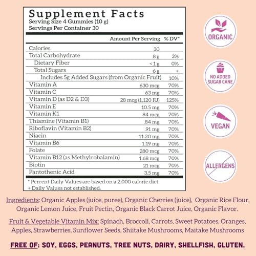 Suplemento multivitamínico masticable sin azúcar añadida