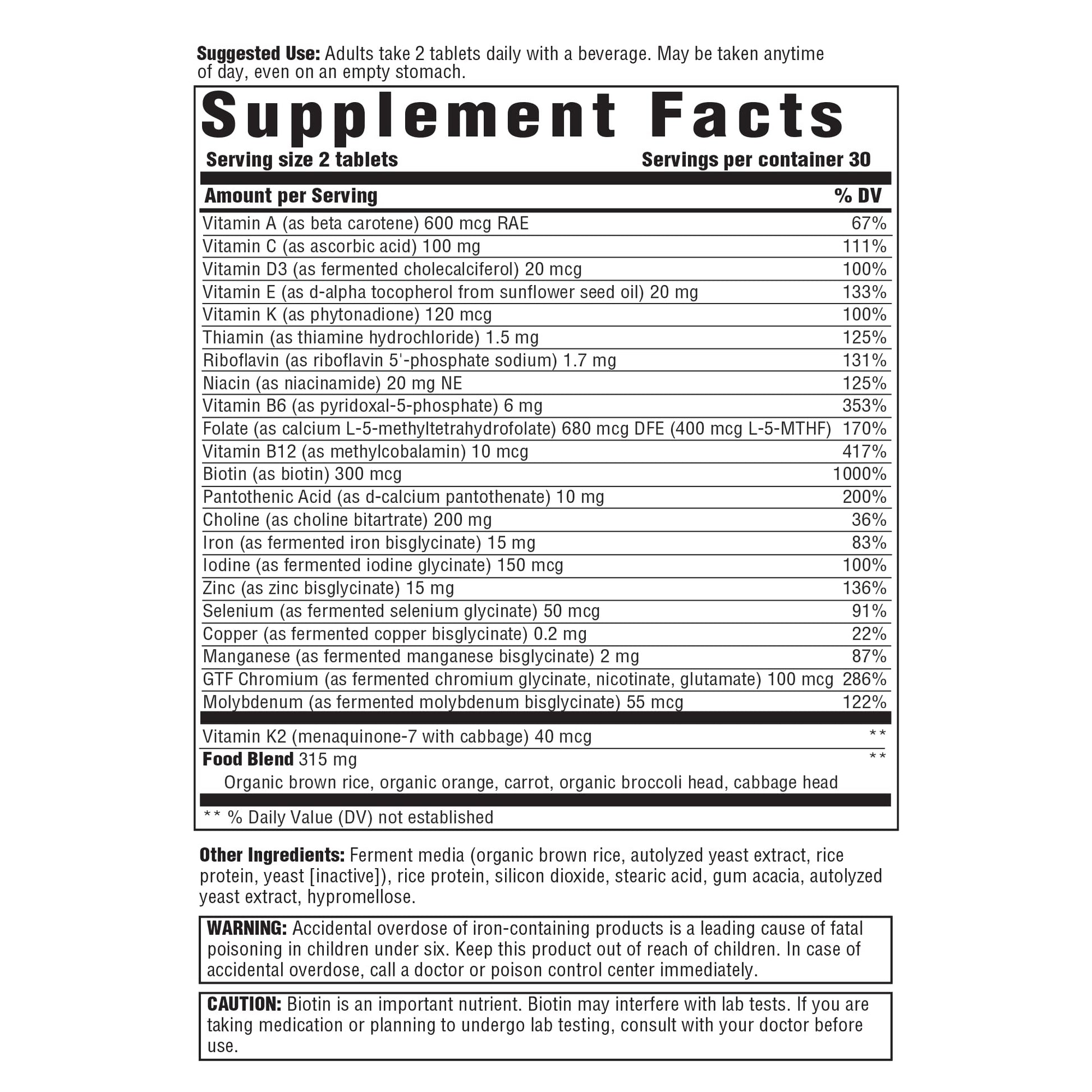 Suplemento multivitamínico para mujeres con ingredientes naturales