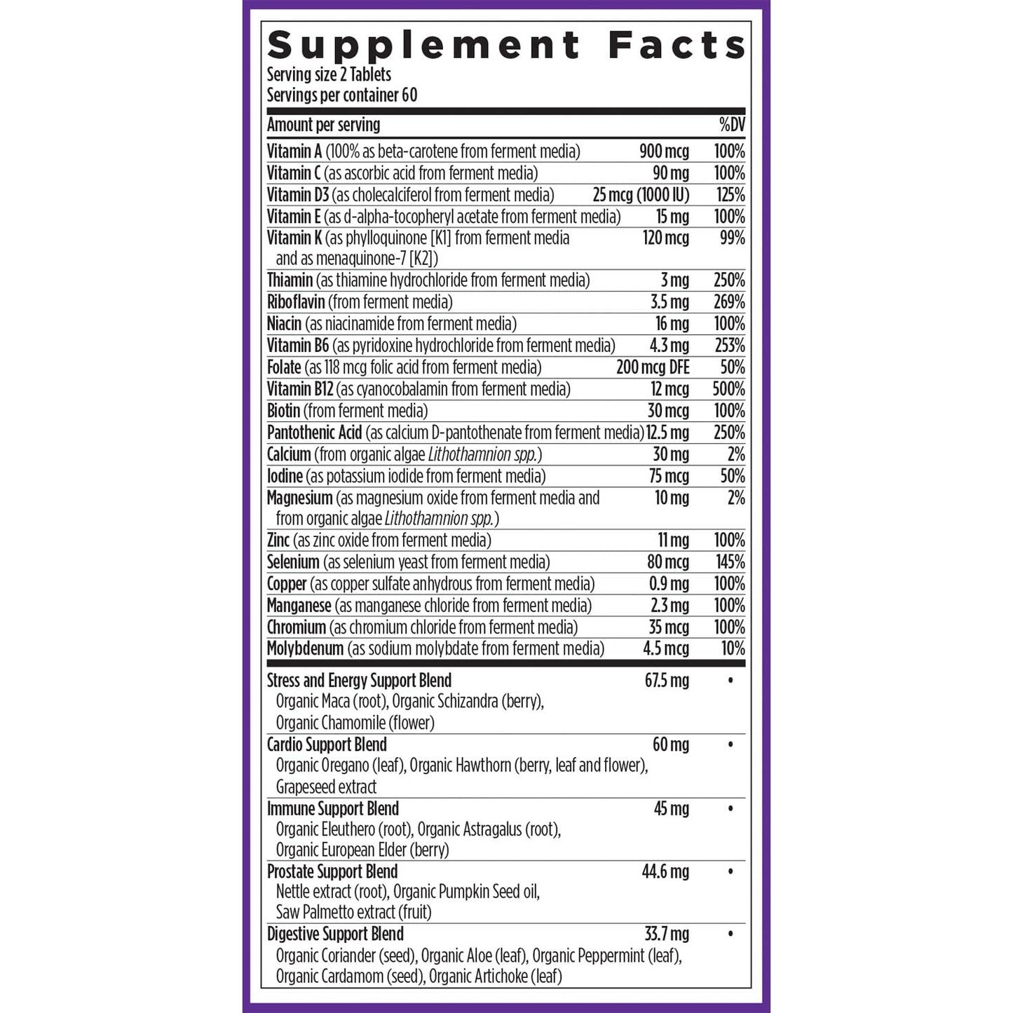 Suplemento multivitamínico New Chapter sin gluten.