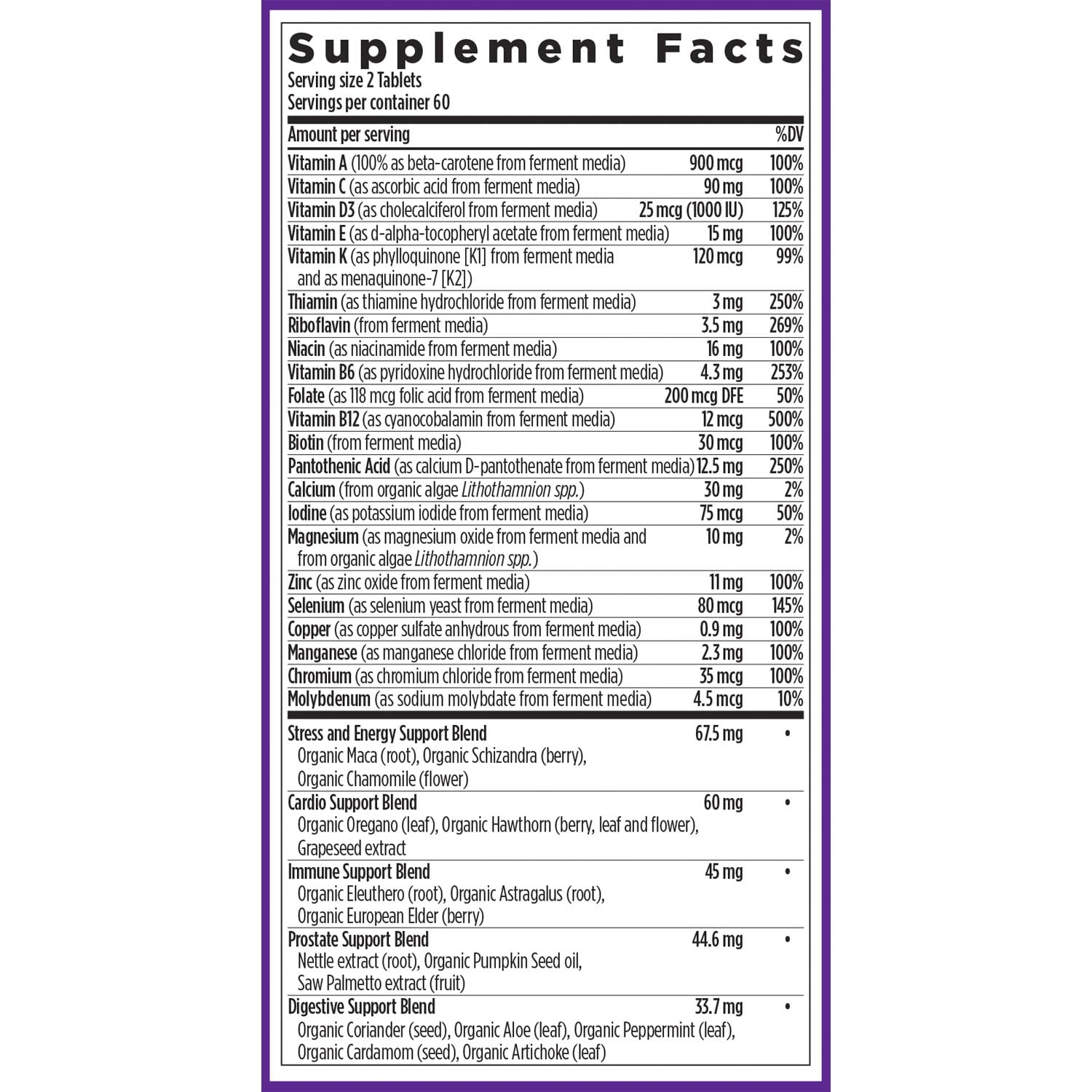 Suplemento multivitamínico New Chapter sin gluten.