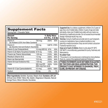 Suplemento multivitamínico para niños en forma de tabletas