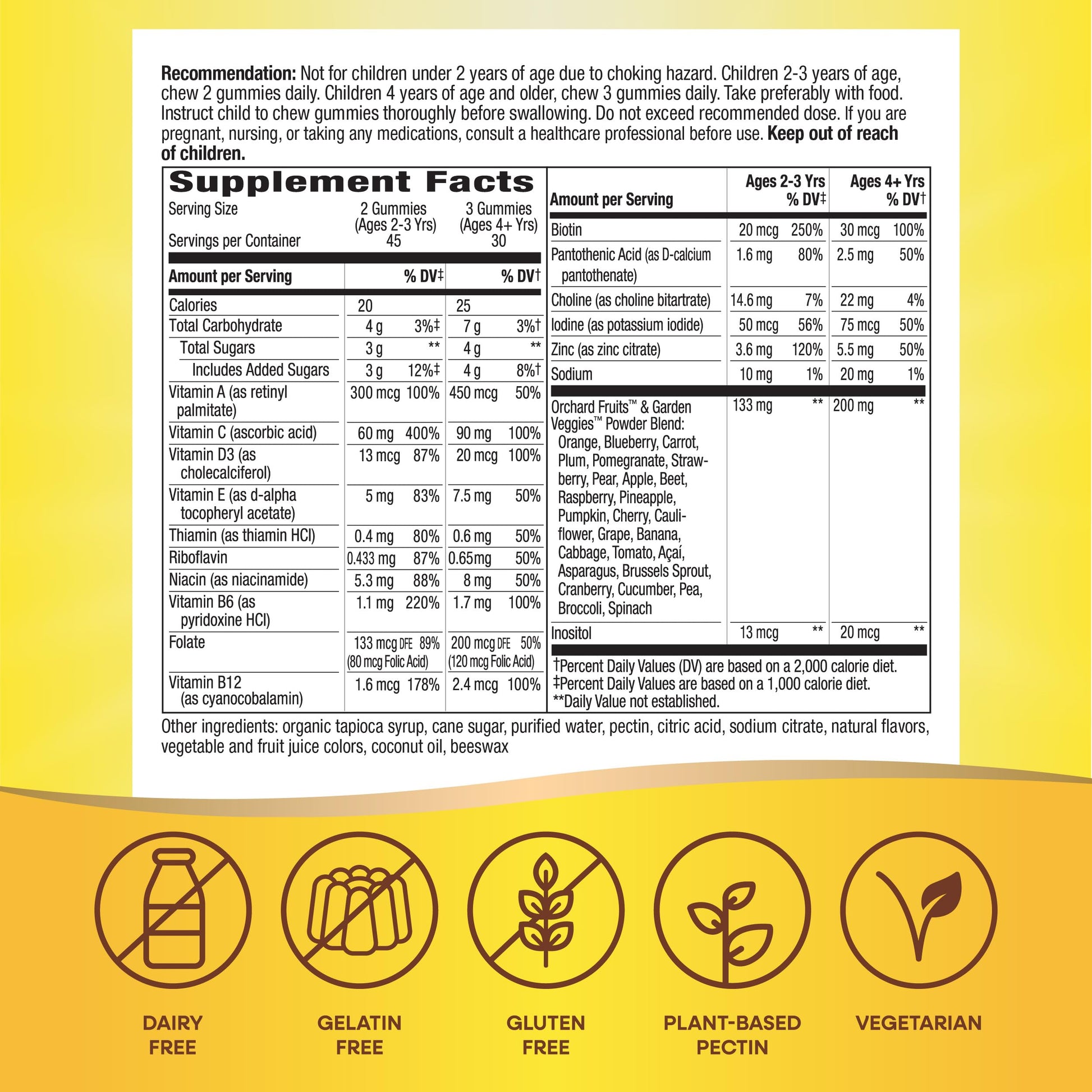 Suplemento multivitamínico para niños