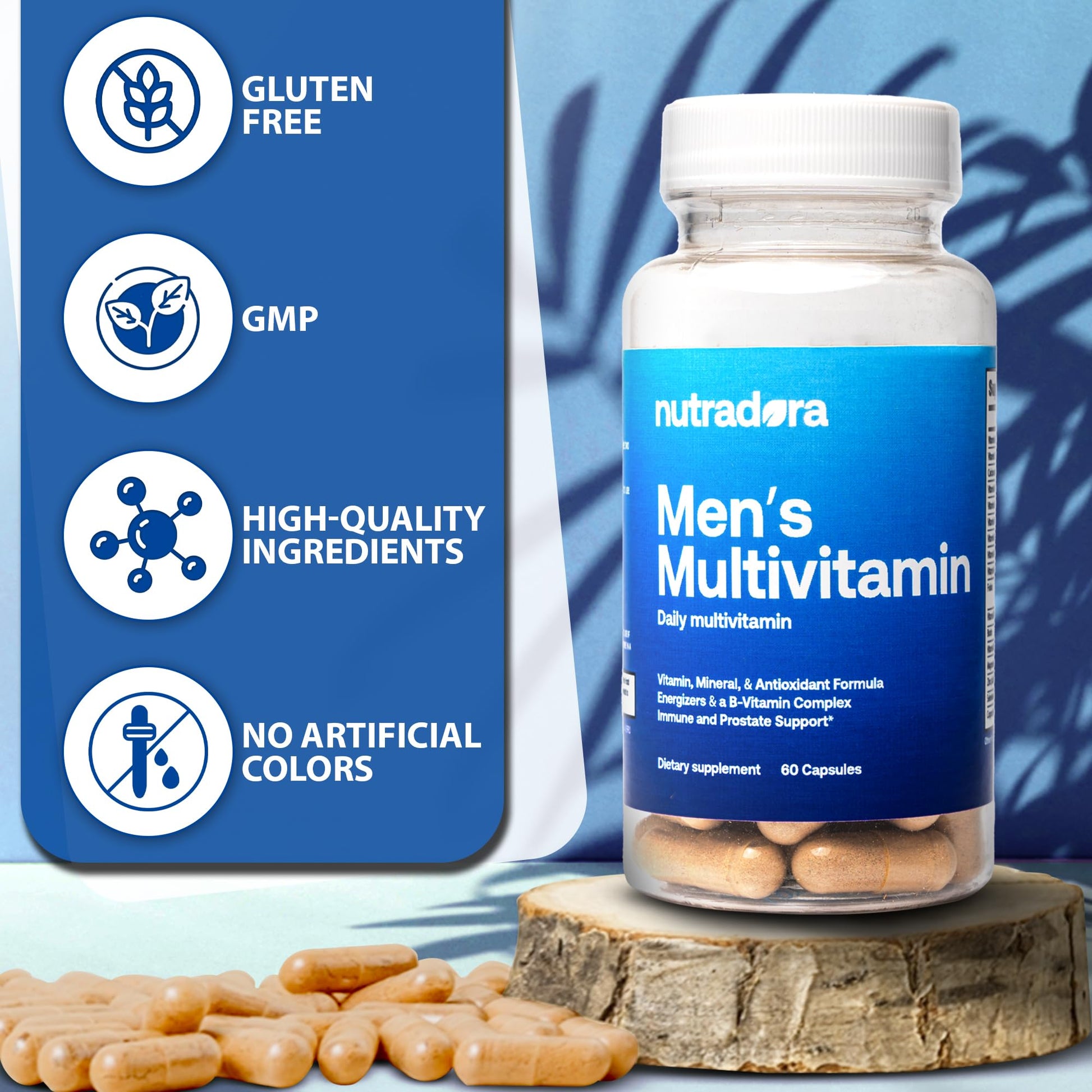 Suplemento multivitamínico Nutradora con ingredientes de calidad