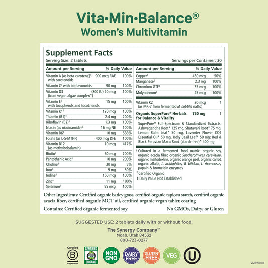Suplemento multivitamínico PURE SYNERGY para mujeres