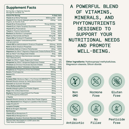 Suplemento multivitamínico vitaminas y minerales