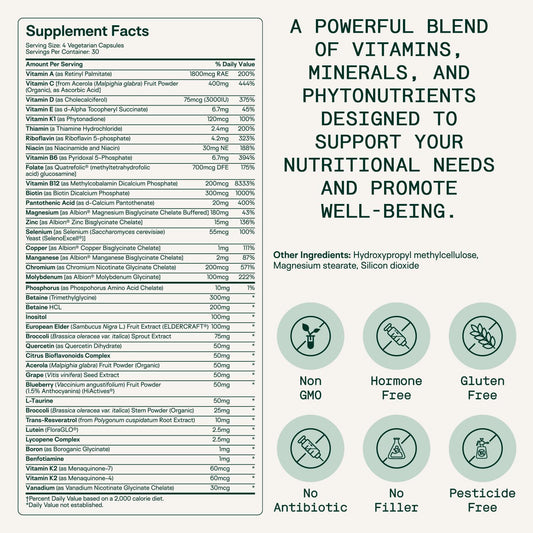 Suplemento multivitamínico vitaminas y minerales