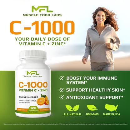 Suplemento Muscle Food Labs C-1000 120 dosis capsulas vegetales