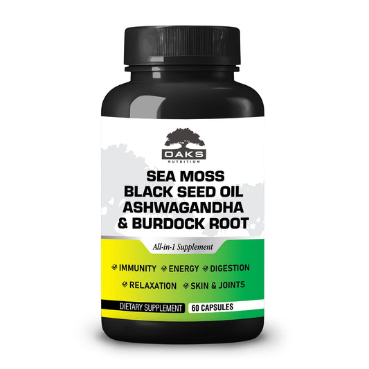 Suplemento Musgo Marino y Aceite de Semilla Negra para salud y energía.