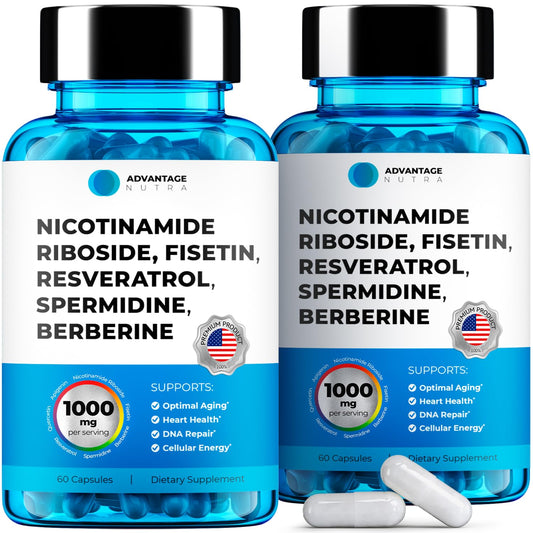 Suplemento NAD+ AdvantageNutra para antienvejecimiento y salud cardíaca