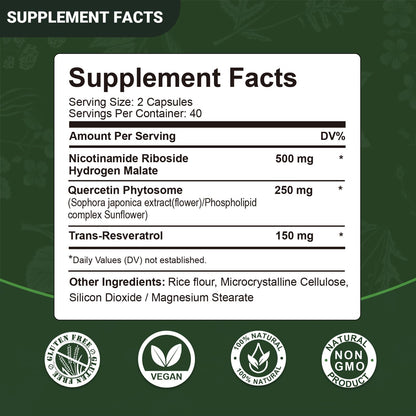Suplemento NAD+ Airboy con anti oxidantes resveratrol y quercetina