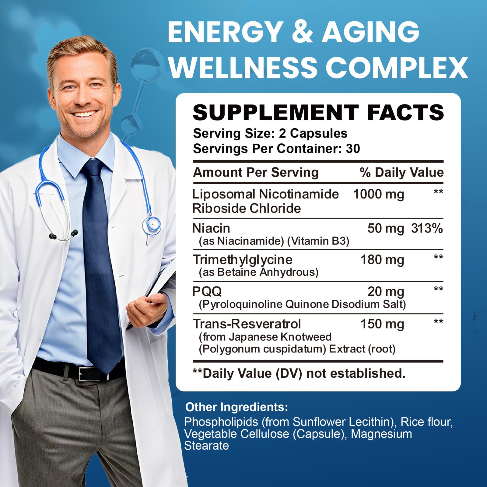Suplemento NAD+ liposomal para energía y longevidad saludable