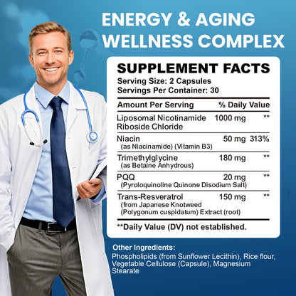 Suplemento NAD+ liposomal para energía y longevidad saludable