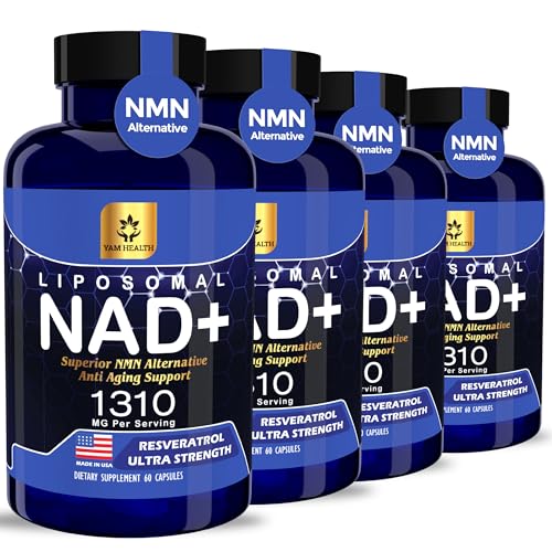Frasco de suplemento NAD+ Liposomal con Resveratrol
