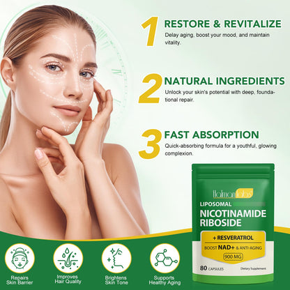 Suplemento NAD liposomal vegano MXCZBSM 80 cápsulas