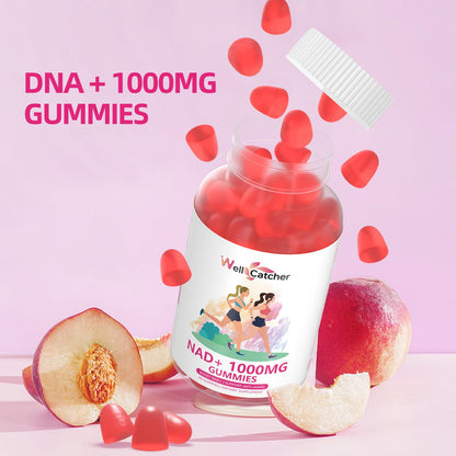 Suplemento NAD+ vegano y no GMO con 60 gominolas sabor durazno