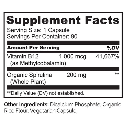 Suplemento natural b12 vegano naturelo con ingredientes