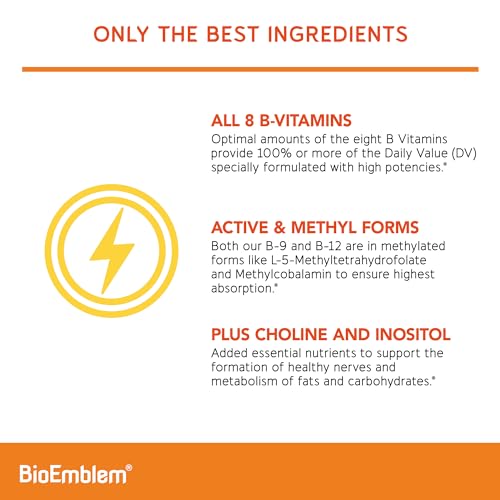 Suplemento natural BioEmblem CoQ10 y complejo B para salud celular