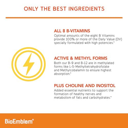 Suplemento natural BioEmblem CoQ10 y complejo B para salud celular