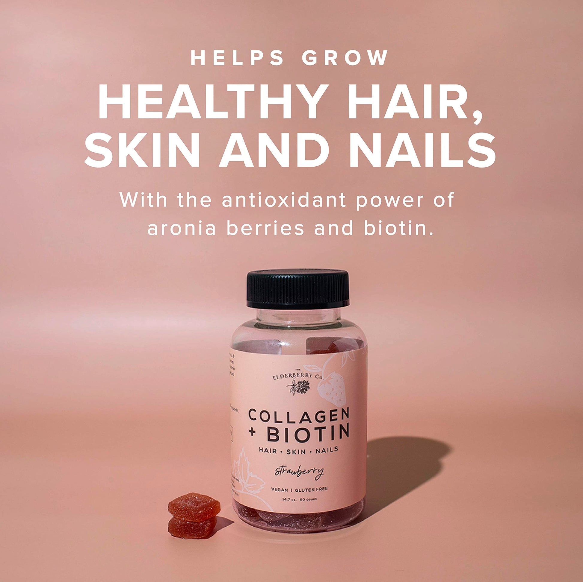 Suplemento natural para cabello uñas piel con colágeno y aronia