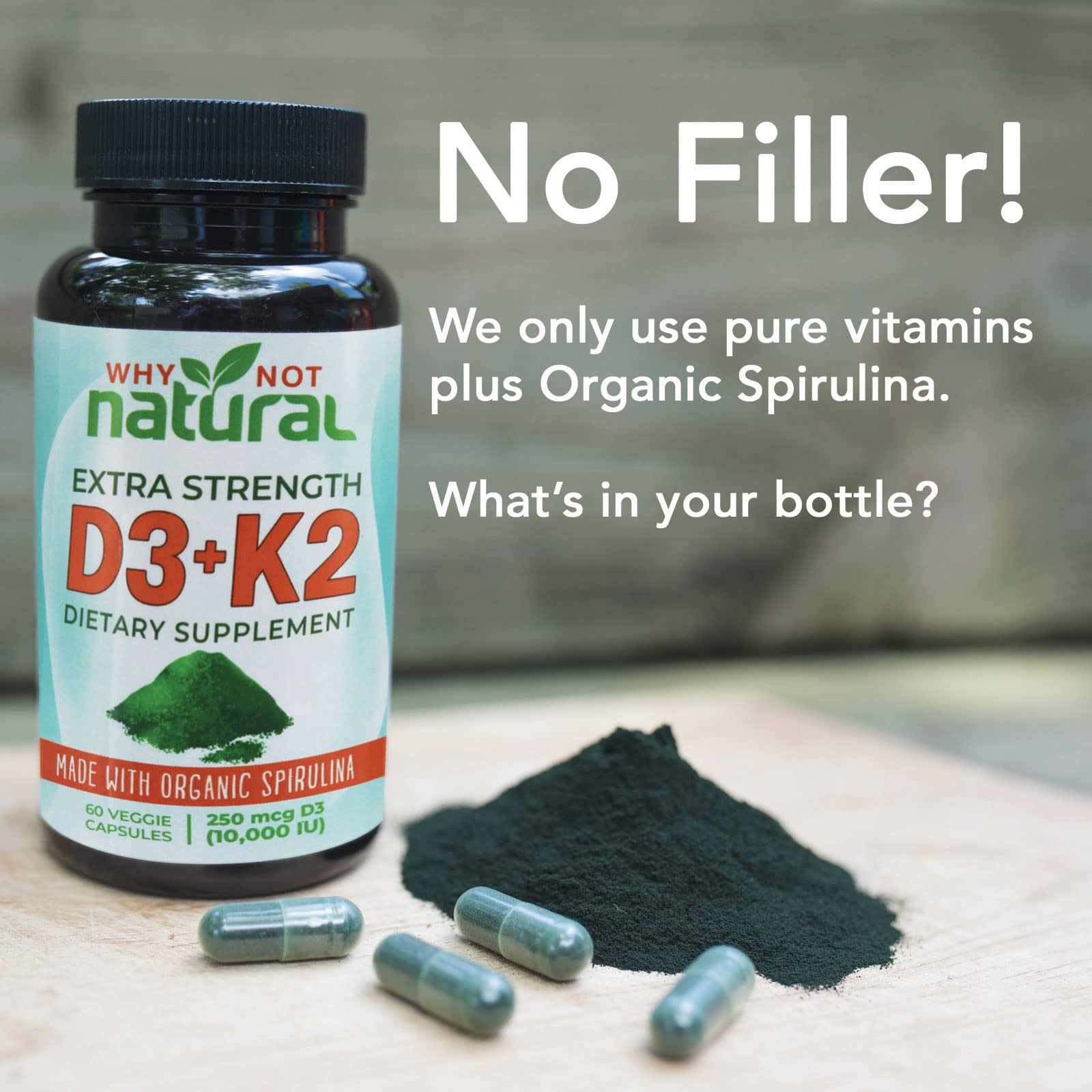 Suplemento natural d3 k2 alta absorción y sin rellenos dañinos
