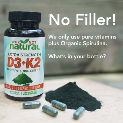 Suplemento natural d3 k2 alta absorción y sin rellenos dañinos