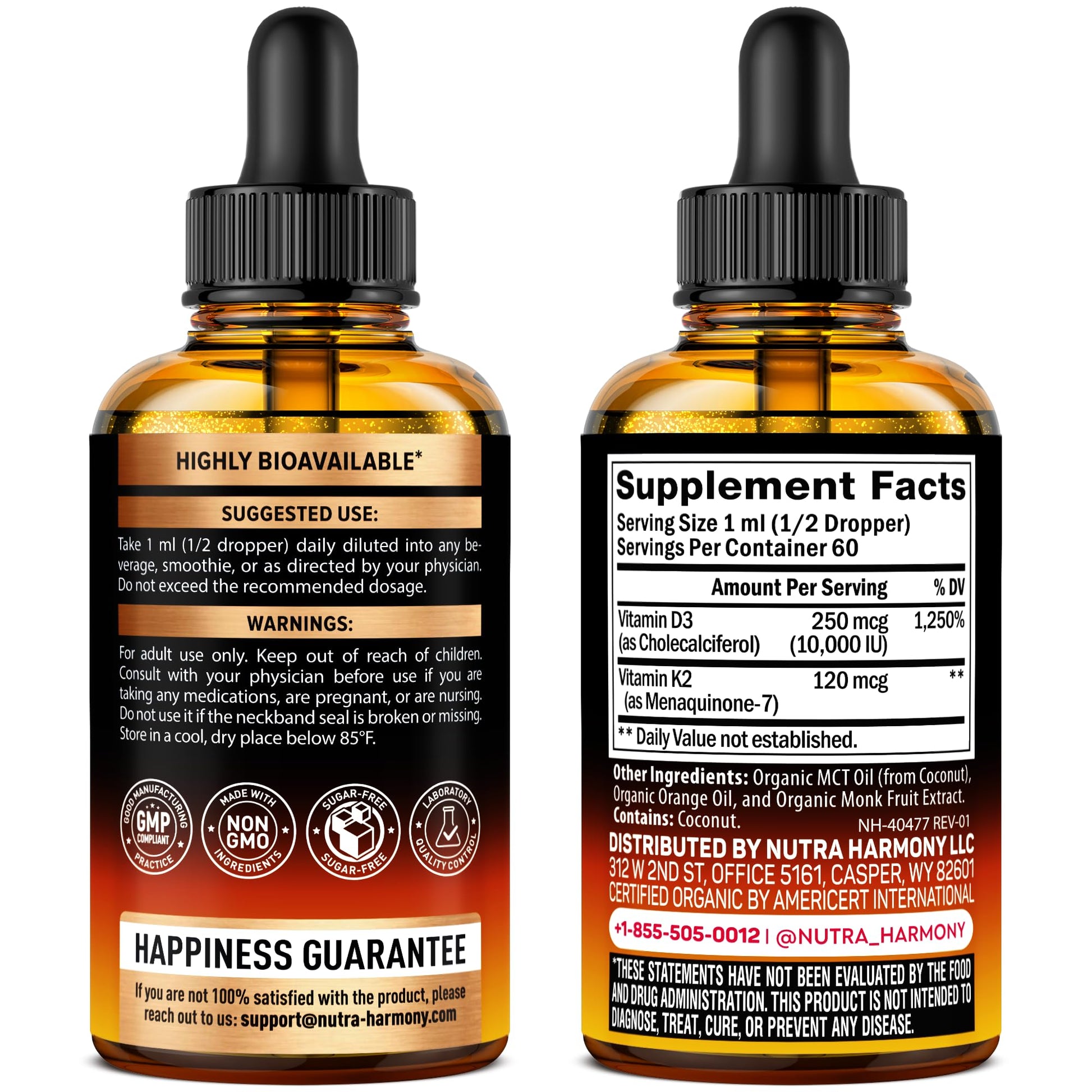 Suplemento natural gotas vitamina b12 d3 k2 Nutraharmony